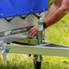 Auto Anhänger 230×125 Garden Trailer 230 KIPP Unitrailer 750 kg mit Stützrad, blauer Hochplane und Hochspriegel