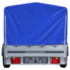 Auto Anhänger 230×125 Garden Trailer 230 KIPP Unitrailer 750 kg mit Stützrad, blauer Hochplane und Hochspriegel