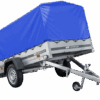 Auto Anhänger 230×125 Garden Trailer 230 KIPP Unitrailer 750 kg mit Stützrad, blauer Hochplane und Hochspriegel